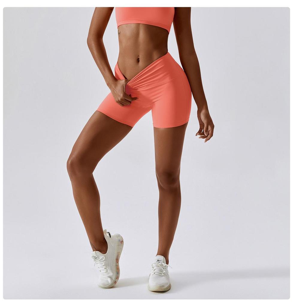 Candy Color Quick-Dry High-Waisted Nude Yoga Shorts - Hip-Lifting Running Fitness Leggings