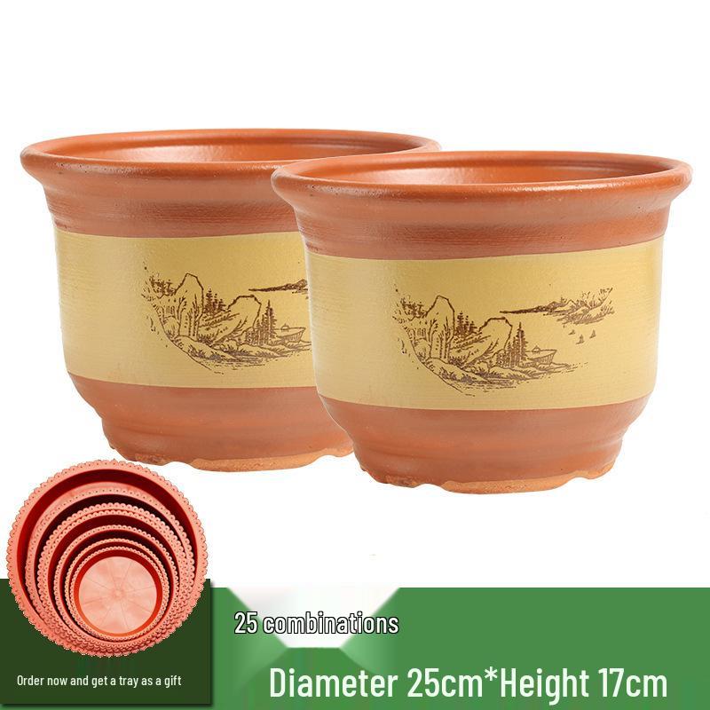 Extra-Large Purple Clay Ceramic Bonsai and Orchid Flower Pot