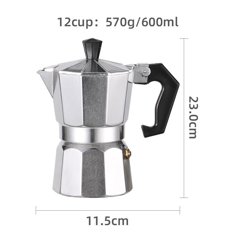Octagonal Aluminum Moka Pot for Home, Office, or Outdoor Italian Espresso