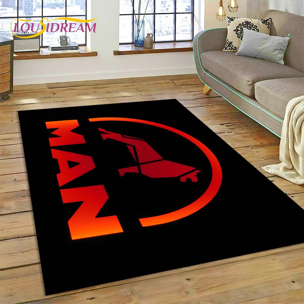 Tappeto con stampa 3D con logo di camion Man per soggiorno, camera da letto, arredamento per la casa, tappetino antiscivolo, decorazione per divano, zerbino, regalo per bambini