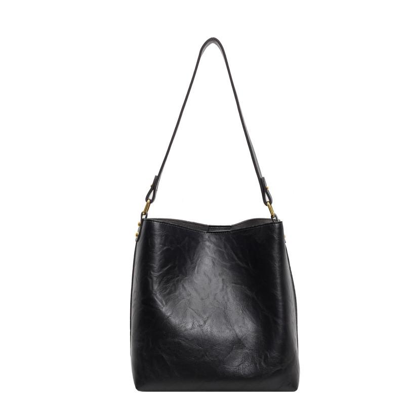 Ielgy Wide Shoulder Autumn Winter Retro Bucket Large Bag One Shoulder Diagonal Large Capacity Tote Bag