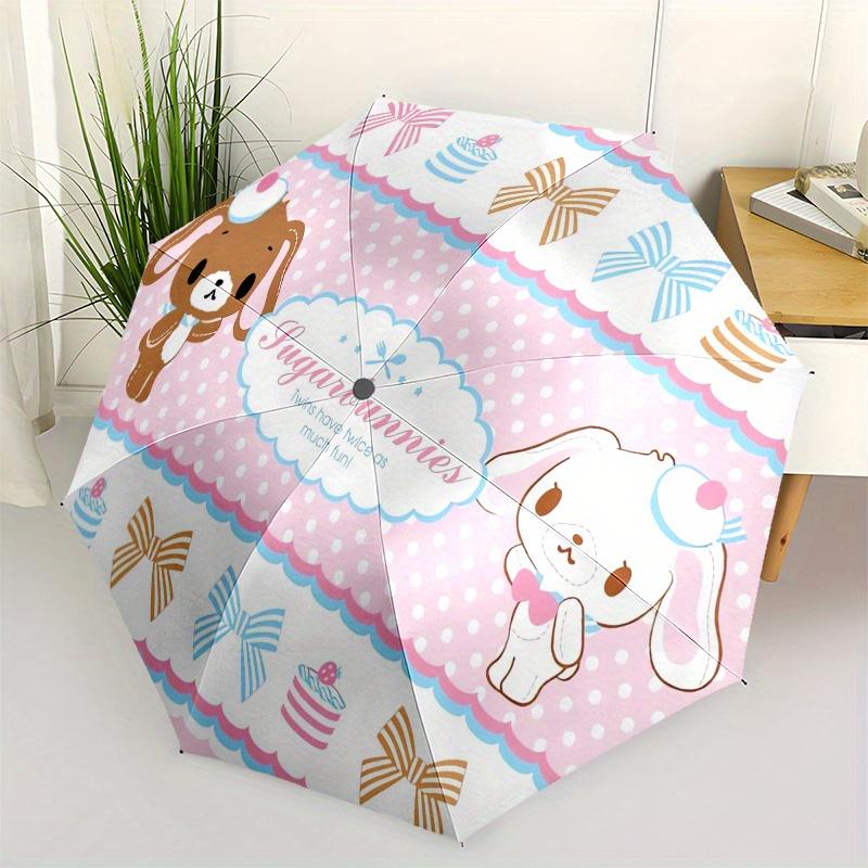 

Sugarbunnies,Twins Automatic Folding Umbrella Simple 8 Rib Design, Bright Cartoon Pattern, Durable Iron Frame, Suitable For Travel, Outdoor,