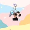 BTS Cute Triple Charm Acrylic Keychain, Bangtan Boys Real Photo, Cartoon Figure & Army Bomb Keyring, Kpop Idol Bag Pendant for ARMY Fans