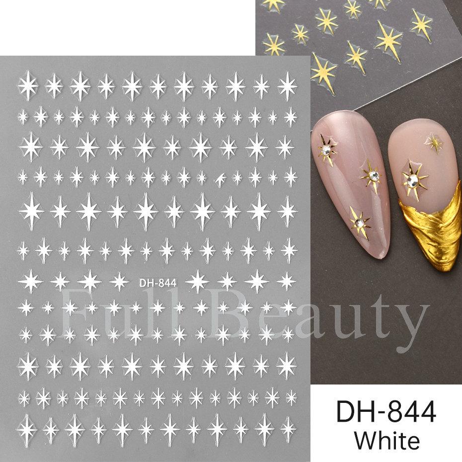 Nail Art Stickers Black Gold And Silver Line Letters Natural Plant Simple Style Adhesive Nail Stickers