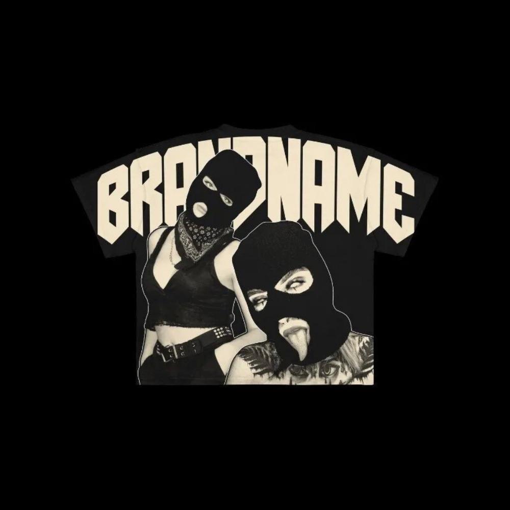 ZYLLO New European and American Character Cartoon Letter Printed T-shirt for Men Y2k Harajuku Casual Pure Cotton Loose Short Sleeve