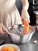 Multifunctional Stainless Steel Grater and Drain Basin Set with Slicer and Non-Magnetic Rice Sieve
