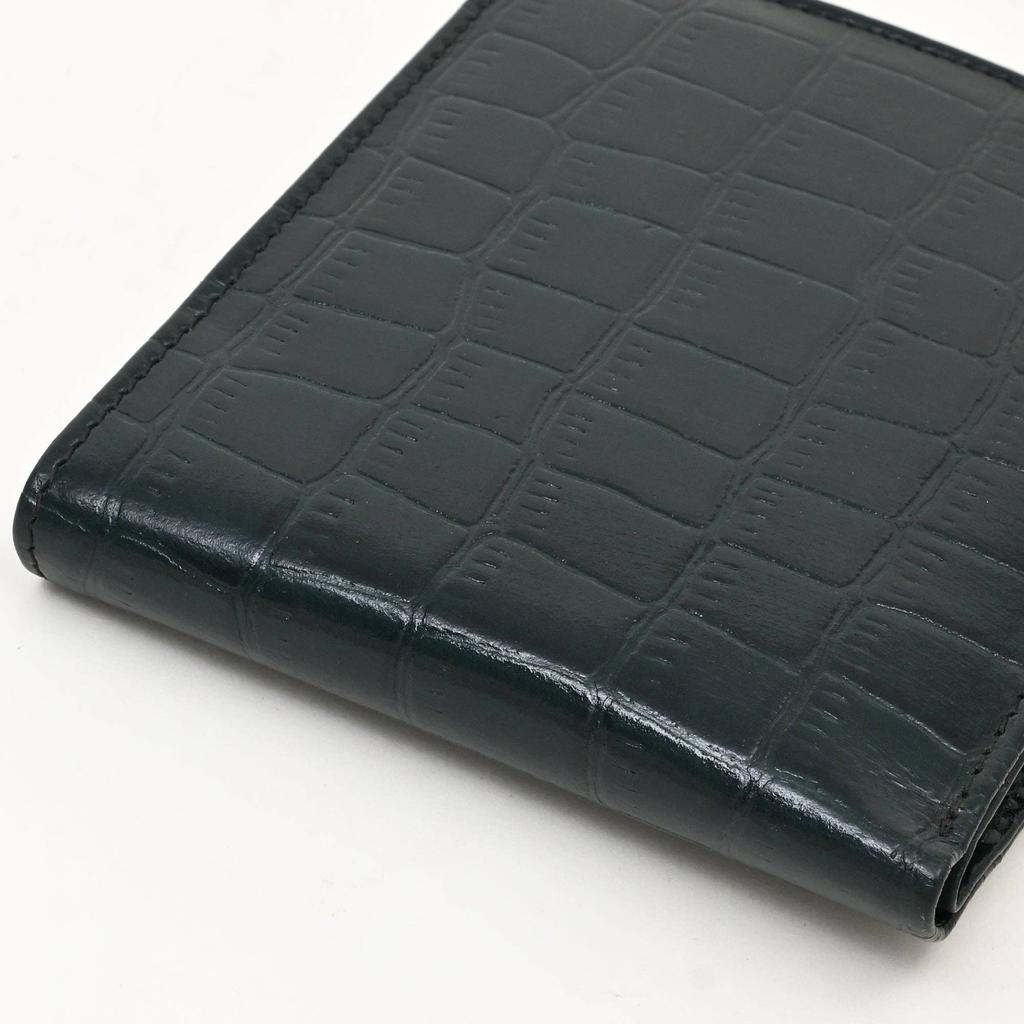 Luxury Green Napa Leather Wallet -Slim Croc-Pattern Design with Coin Pocket & Card Slots