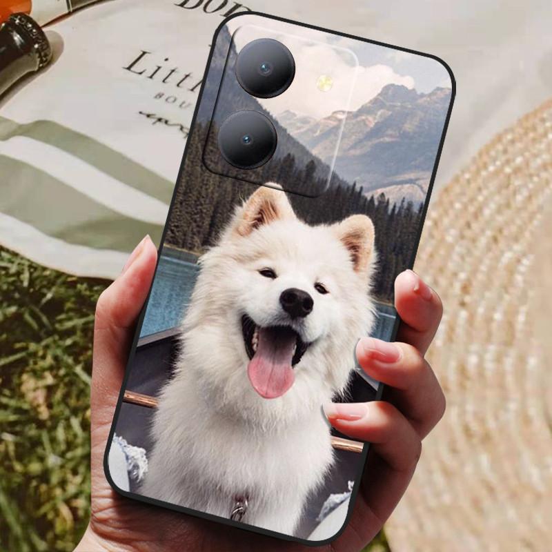 Para Capa Vivo Y36 5G Capa Preta À Prova de Choque Silicone Macio Capas Traseiras Para Vivo Y36 4G V2247 Capa de Telefone Y 36 5G Capa Leão Lobo