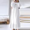 2025 Women's Muslim Ruffle Dress: Spring/Autumn New, Bubble Sleeve, Pocketed Hem, Retro Style