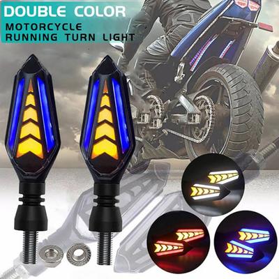 1 Pair Motorcycle Turn Signal Housing Motorcycle Bicolor Flowing Turn Indicator Waterproof Universal
