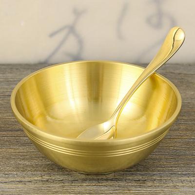 Pure Copper Thickened Copper Bowl Tableware Ornament Set Size Copper Bowl and Chopsticks Household Gold Rice Bowl Home Furnishings