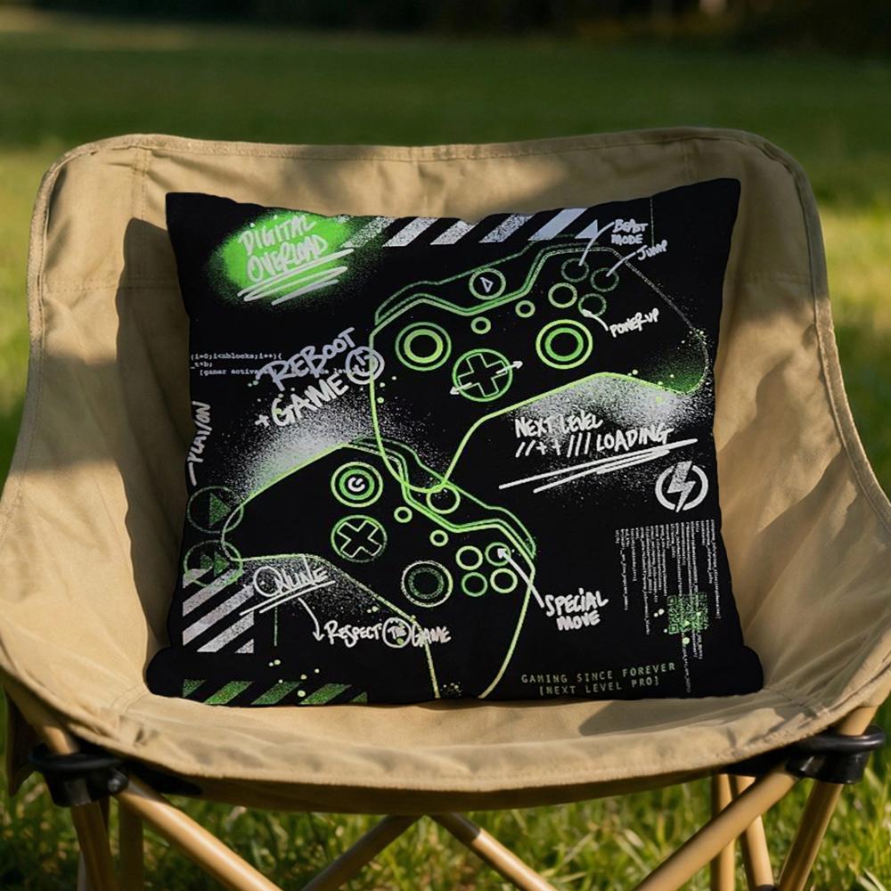 Colorful Graffiti Gamepad Cushion Cover Soft Reversible  Durable Pillow Cover  MultiScene Use for Home  Car Daily Comfort
