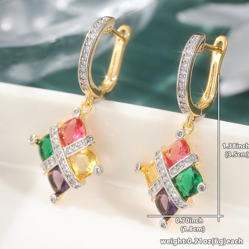 

Gorgeous Gold Color Inlaid Cubic Zirconia Copper Dangle Women s Earrings Shine Daily Wear Party Earrings Woman Fashion Zircon