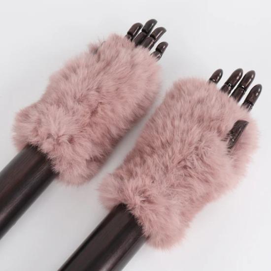 New Arrival Female Natural Rabbit Fur Gloves Knitted Warm Real Rex Rabbit Fur Mittens Women Winter Outdoor Rex Rabbit Fur Gloves