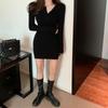 Knitted dress children's new early spring tight hip skirt with coat and early spring sweater skirt