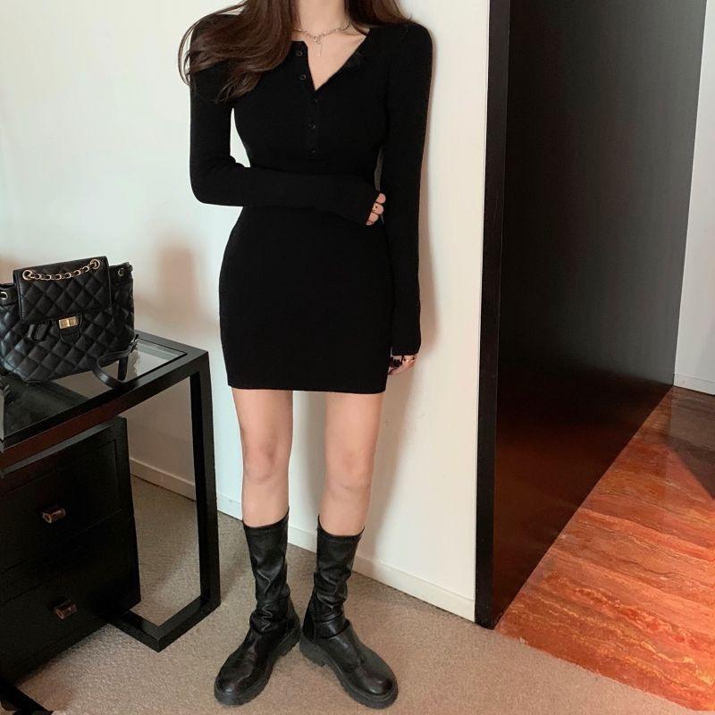 Knitted dress children's new early spring tight hip skirt with coat and early spring sweater skirt