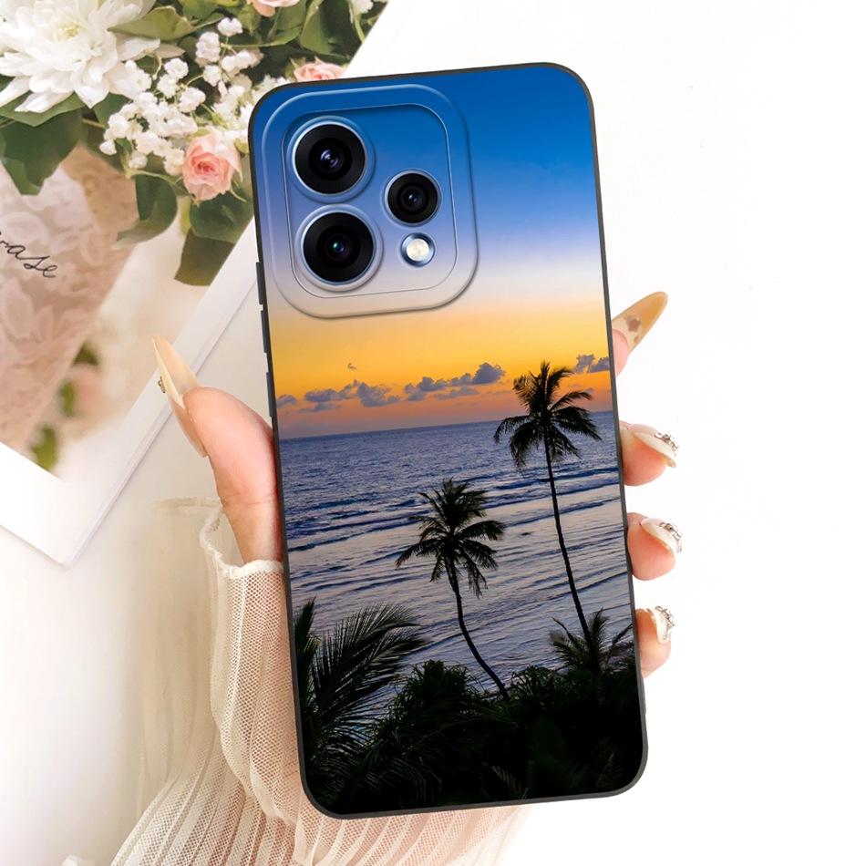 For OPPO Reno15 5G CPH2825 2026 Fashion Dusk Beach Painting Phone Case For Oppo Reno 15C 15 Soft Silicone Covers Bumpers