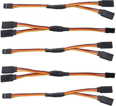 Set of 10 Servo Extension Y Cables 1-to-2 | 300mm, 3-Pin JR Male to Futaba Female | Compatible with RC Drones, Helicopters, Cars