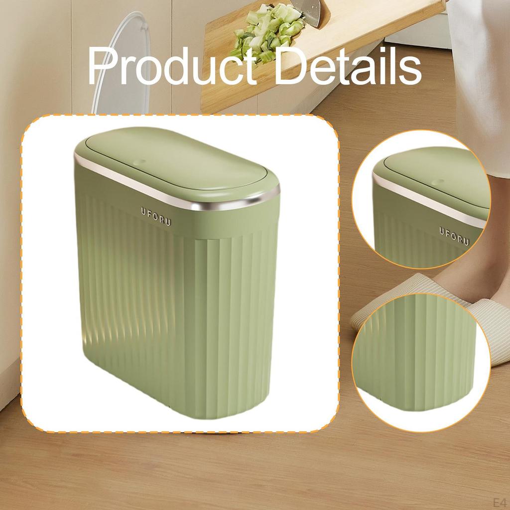 Coș de gunoi de baie cu capac, Coș de gunoi compact, Coș de gunoi portabil cu deschidere prin apăsare, Birou