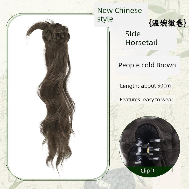 

Хвост Женский Легкий Национальный Стиль Китайский Древний Стиль Ханьская Китайская Одежда Ципао Заколка Боковой Хвост Зажим Длинная Коса Аксессуары для Волос New Chinese style [Cold Brown] Micro roll