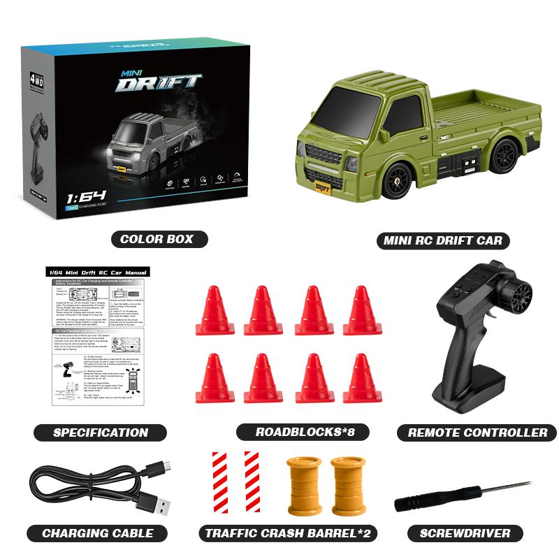 KF20 1:64 RC Drift Car 2.4G High-Speed Racing Car Four-Wheel Mini Desktop Remote Control Car Electric Toy Electric Toy Kids