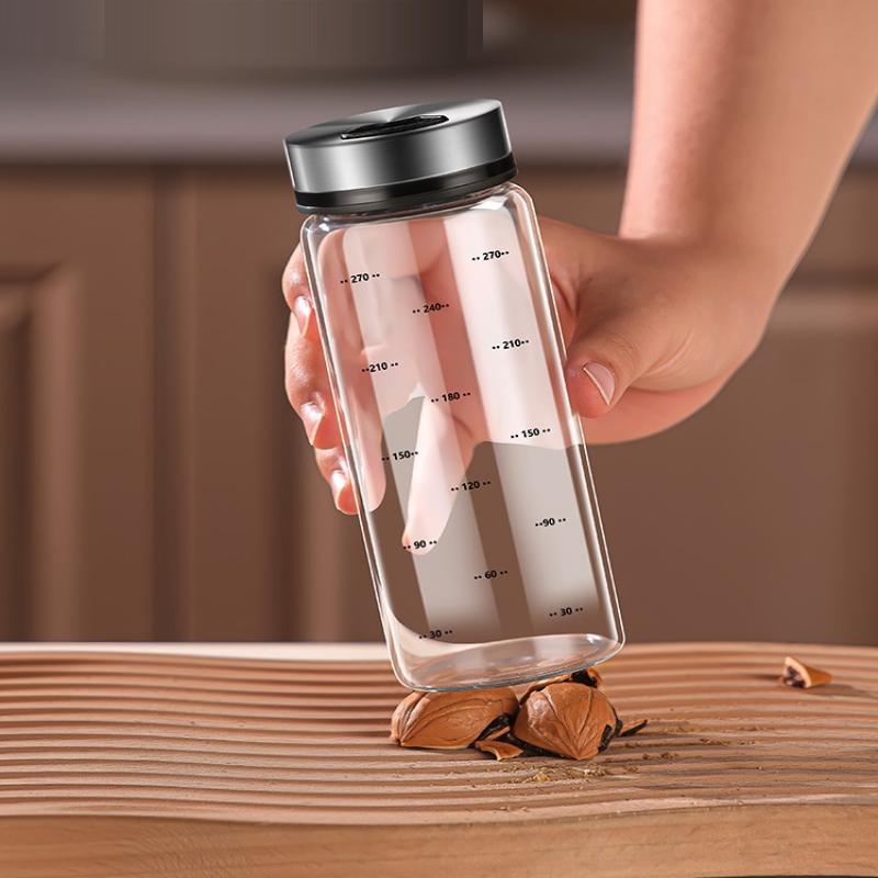 200/300/500 ml Vysokoborosilikátové sklo Nádoba na koření Sůl Sezam Pevné koření Uzavíratelná láhev Pepř Kořenka s otočným víčkem
