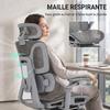 Office Chair, Ergonomic, 6D Armrests, Adjustable Headrest and Seat Depth, Grey Mesh