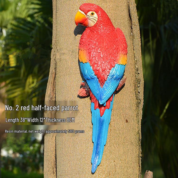 Wall-Mounted Parrot On Tree: Hanging Tree Ornament Bird Model