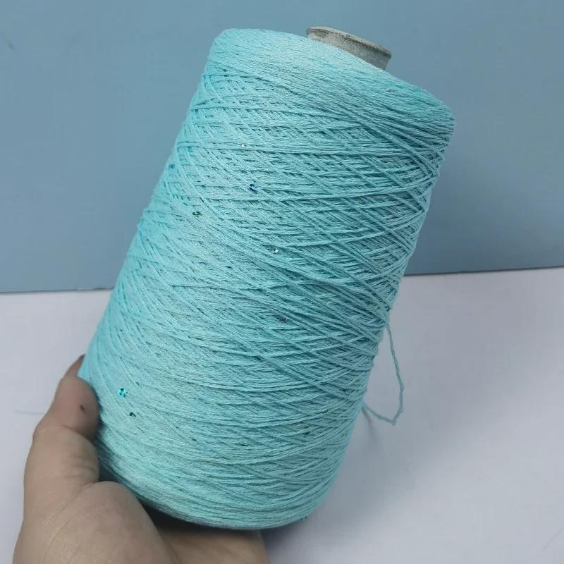 Number 6 Coarse Fine Crochet Thread Sequin Silk Linen Lace Thread with Pearl Beads DIY Scarf Sweater Knitting