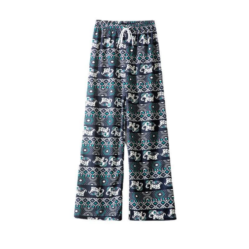 Thailand Elephant Wide-Leg High-Waisted Summer Pants for Women – Lightweight, Drapey, Floor-Length