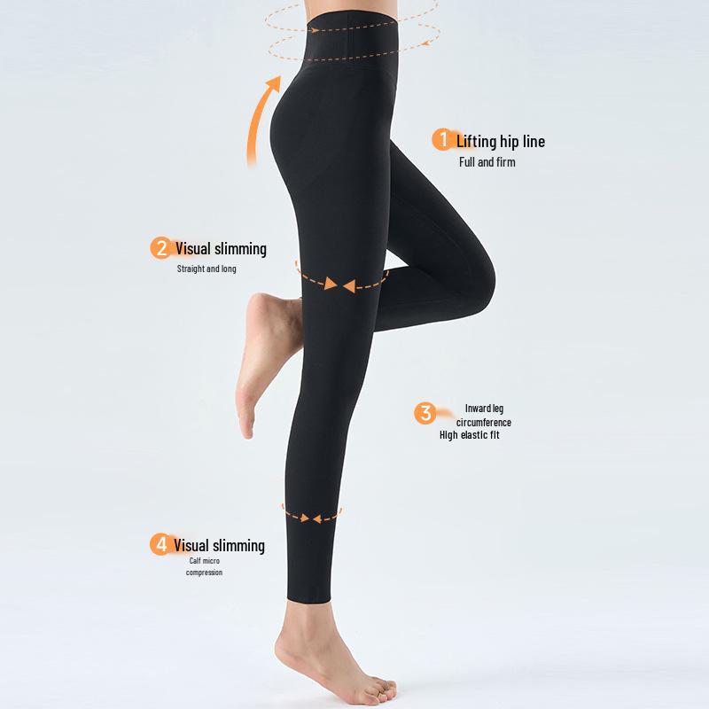 Kanshu Lisha Women's Slimming Seamless Nylon Shark Leggings - Autumn/Winter Nine-Point Style