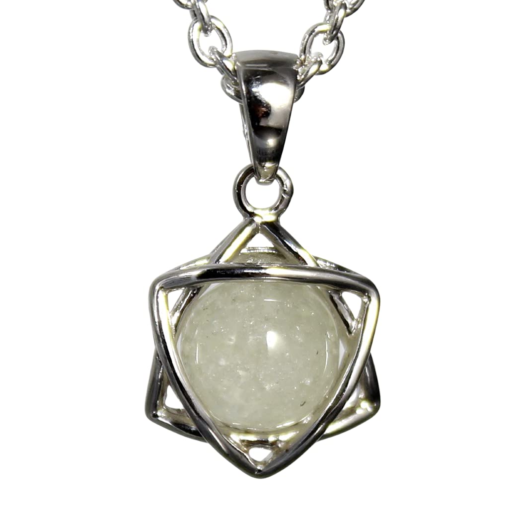 

Hexagram Star of David Lucky Star Rivian Glass Meteorite Pendant Top Silver 925
