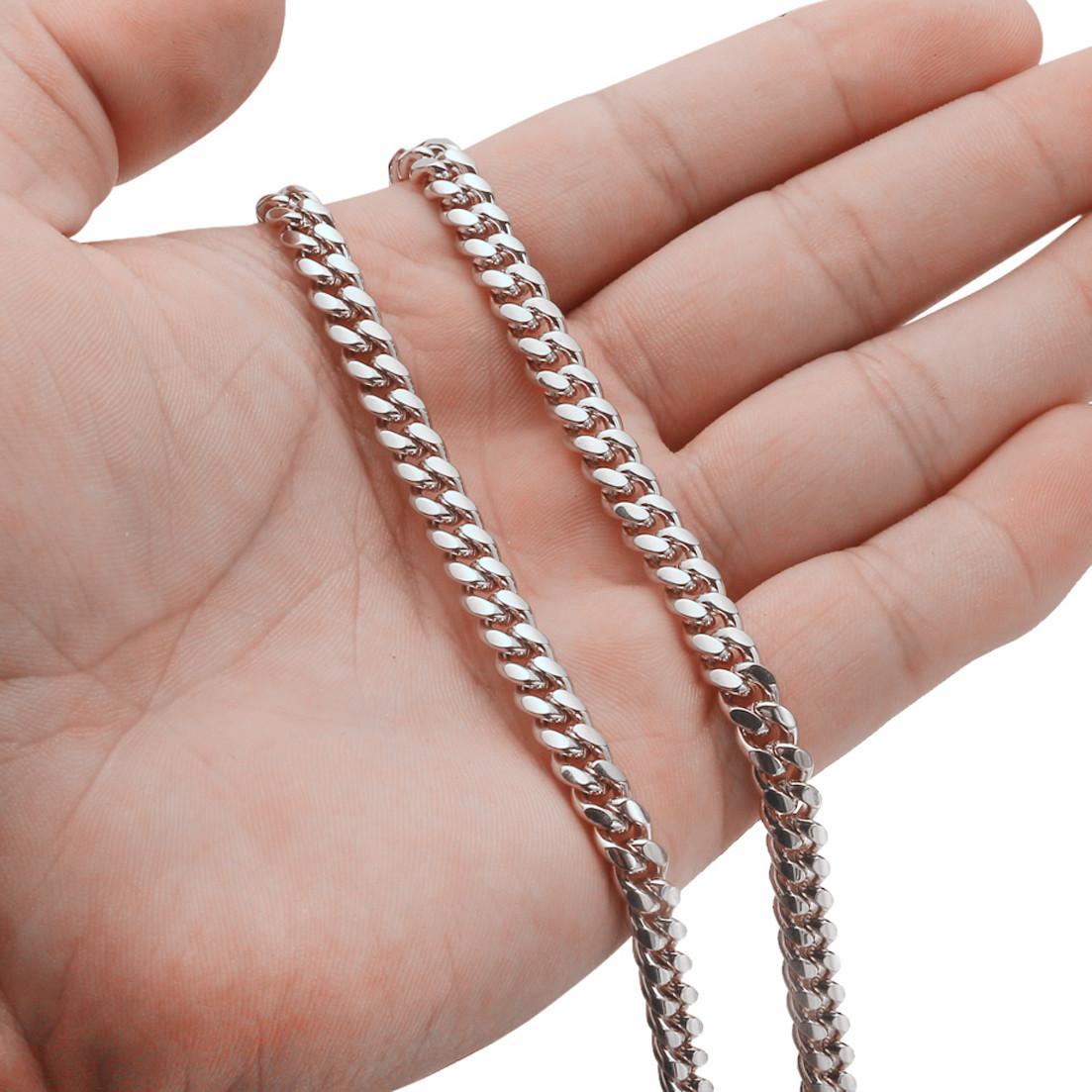 

6mm-18mm Any Length 7-40inch 316L Stainless Steel Miami Curb Cuban Chain Necklace or Bracelet Crystal Lock Men & Women Jewelry 7inch bracelet
