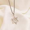 Trendy Titanium Steel Necklace: Unisex Stainless Steel Hollow Star Pendant, Long Chain