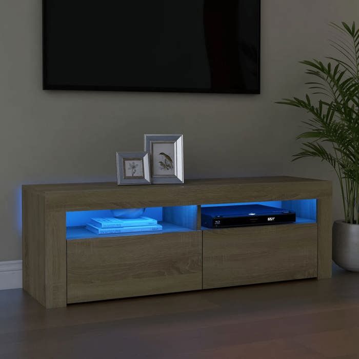 VidaXL Meuble TV avec Lumières LED, Armoire de Télévision, Meuble Télé de Salon, Armoire Basse Salle de Séjour Intérieur, 804313