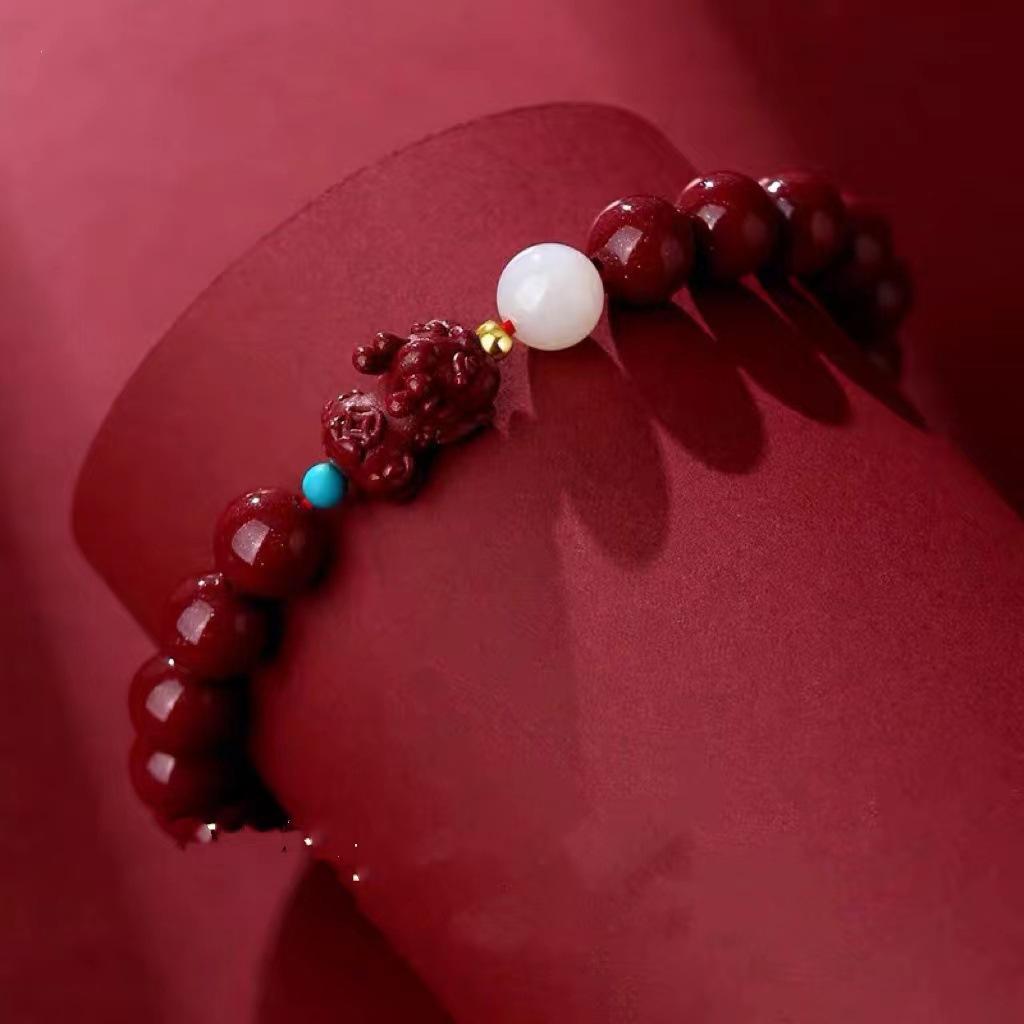 Nuevo Pulsera de Cinabrio para Mujer, Pulsera de Emperador del Zodiaco de Cinabrio, Regalo de San Valentín, Pulsera Pixiu para Novia