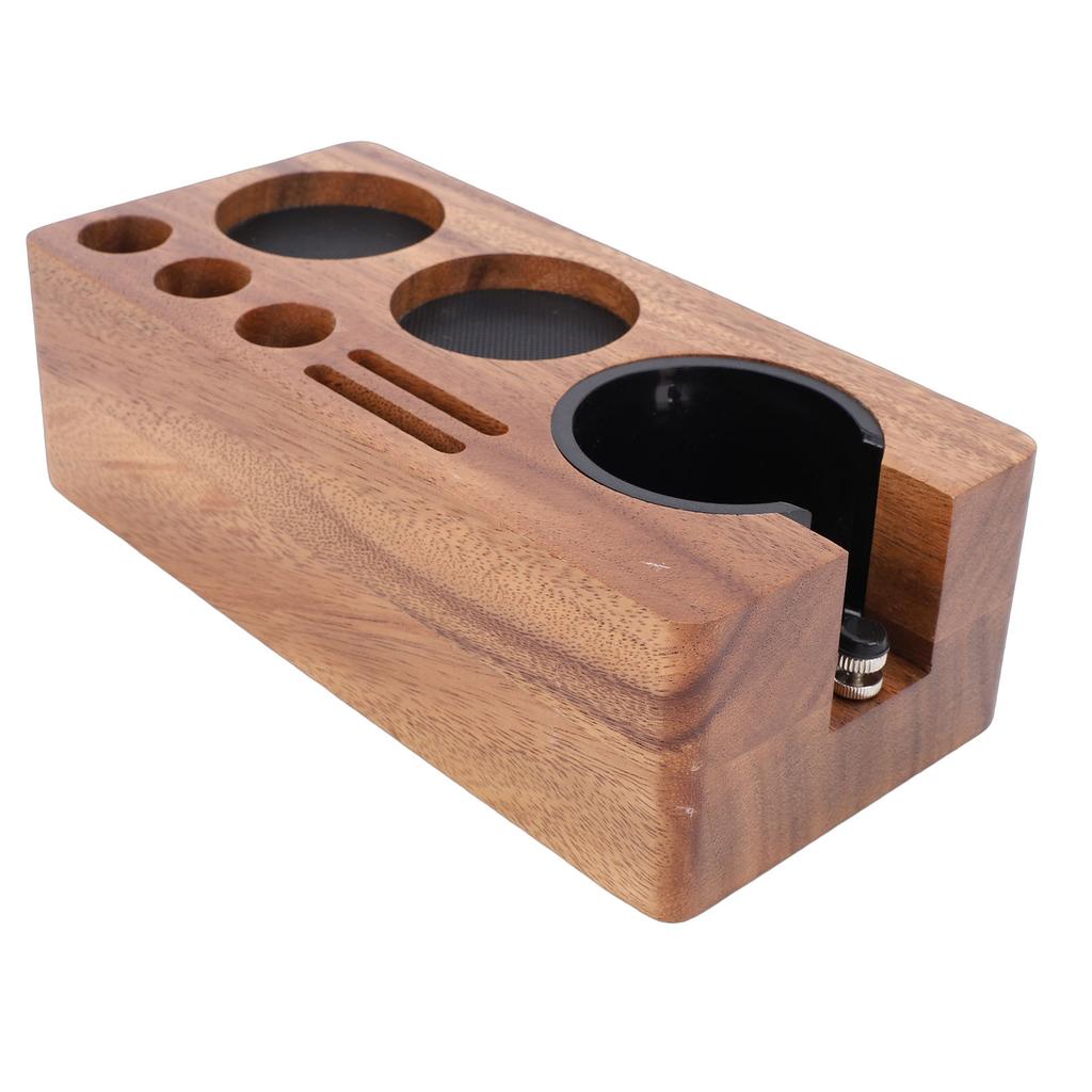 Coffee Tamping Station Wooden Anti Slip Coffee Portafilter Holder Tamper Stand for 51 to 58mm Portafilter Home Kitchen