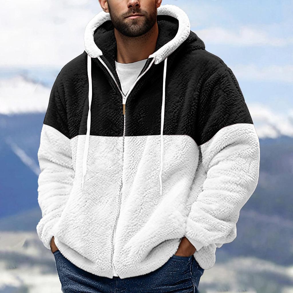 Men's Personalized Casual Printing Long Sleeve Zipper Sweater Thick Cotton Suit Winter