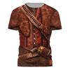 Lustiges Cowboy Cosplay T-Shirt Herren Persönlichkeit Street Kurzarm T-Shirts 3D Gedrucktes Fake Revers Muster Harajuku Mode Tee