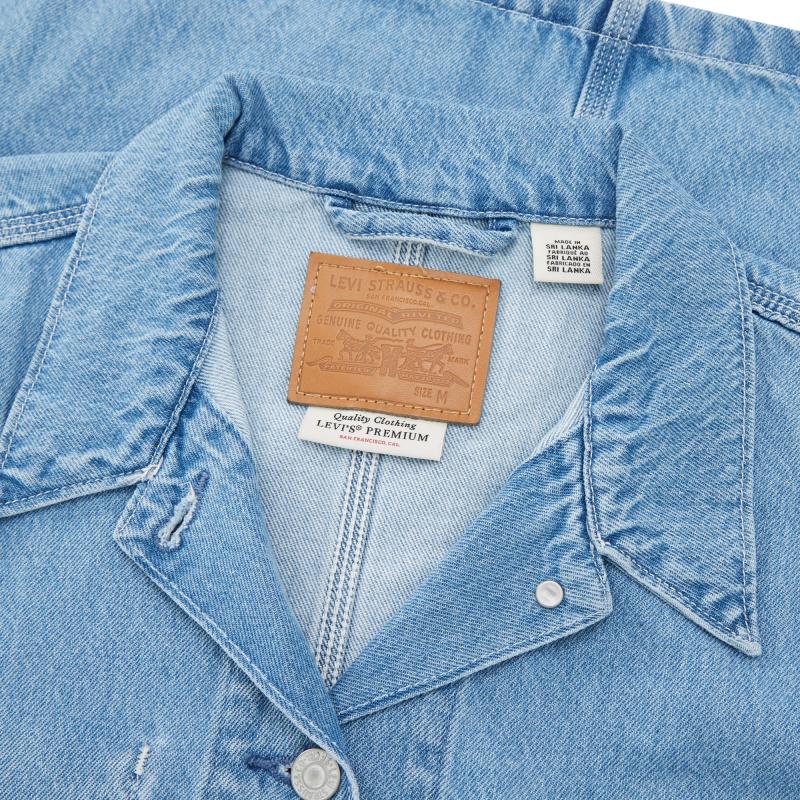 Levis Solid Color Multi-Pocket Straight Cut Single Button Long Sleeve Denim Jacket Men jackets Light-Blue A6190-0001