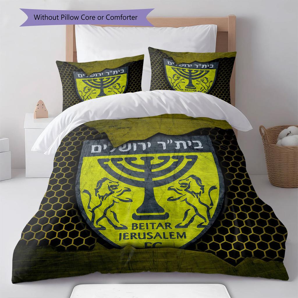 Beitar Jerusalem Pattern Bedding,Quilt Set Quilt Cover Pillowcase Home Birthday Gift(1 * Duvet Cover + 2 * Pillowcase, Without Core)