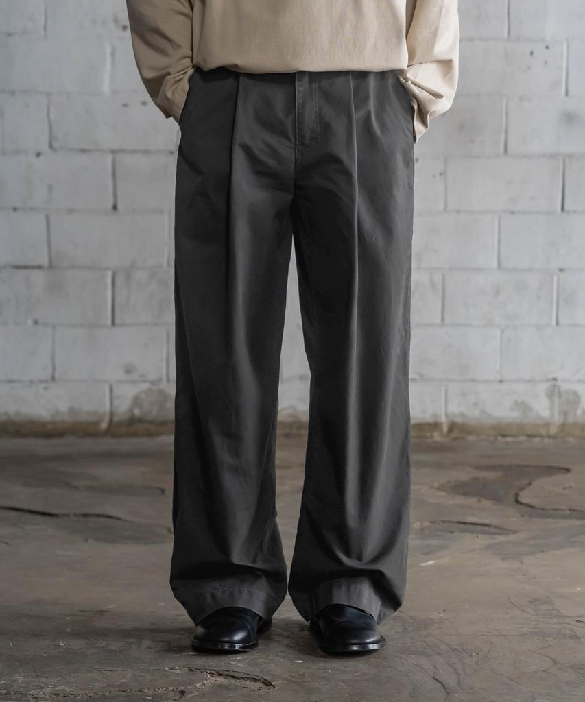 INDUST Vtg Single-Pleat Tab Wide Pants_Charcoal