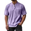 Men's Summer Round Neck Short Sleeve T-Shirt Neck Men's All-match Casual Button Shirt