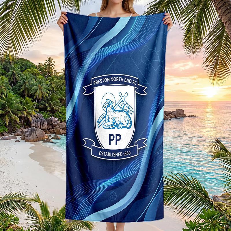 Asciugamano da Spiaggia Preston North End Football Morbido Microfibra Asciugamano Estivo Asciugatura Rapida Assorbente per Spiaggia Piscina Viaggio
