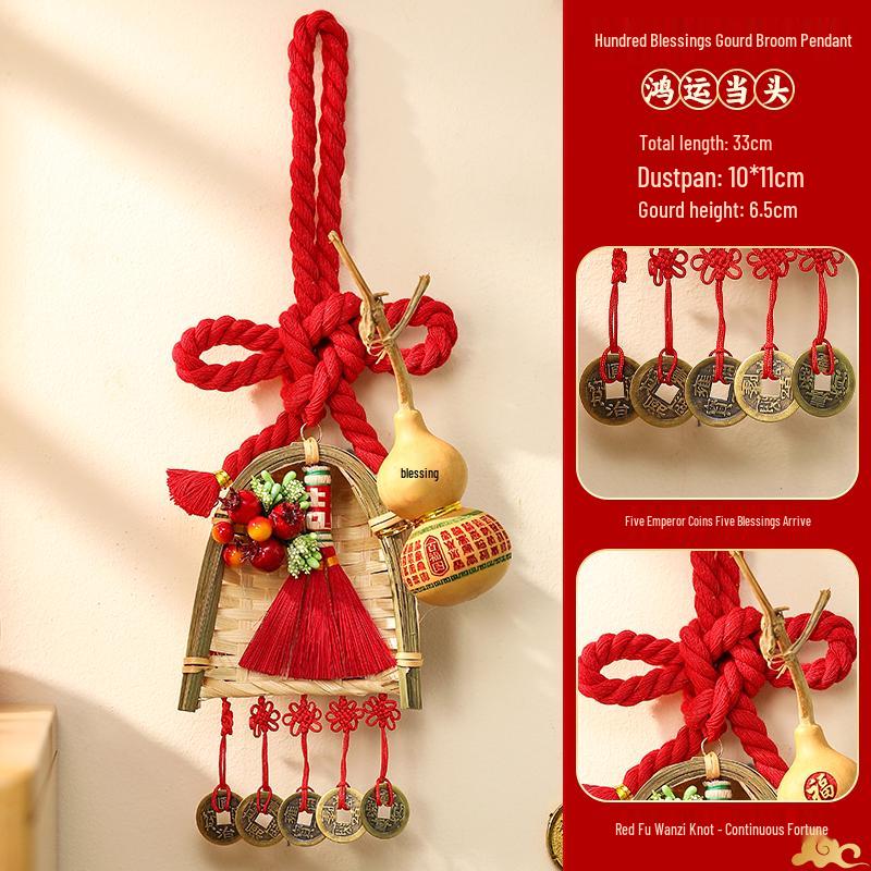 Chinese Knot Gourd Fu Broom Door Pendant - New Home Decoration & Housewarming Gift 2025