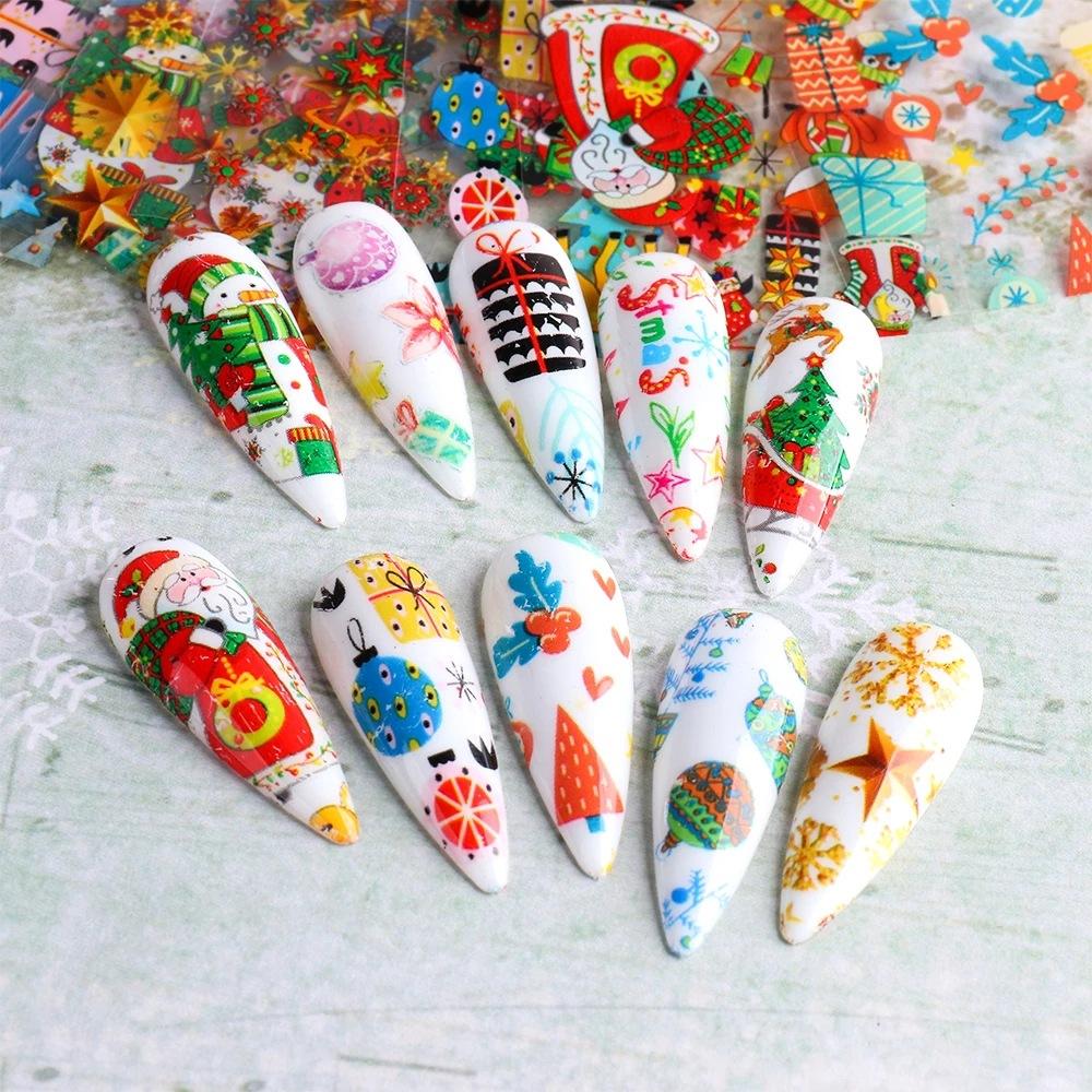 10 st/förpackning 20*4 cm Nyår Nail Art Stickers Dekaler Nagelfolier Manikyr Dekoration Juldesign