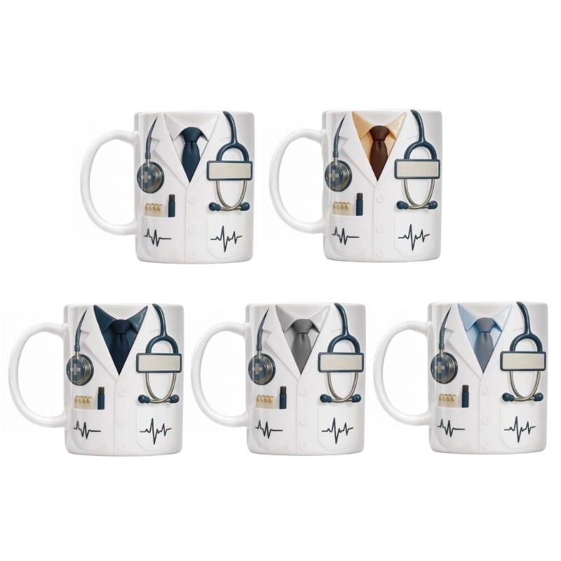 Personaliseer Keramische Koffiemok met Doktersnaam met 3D Stethoscoop Hartslag Patroon Mok Cadeau voor Ziekenhuis Professionals