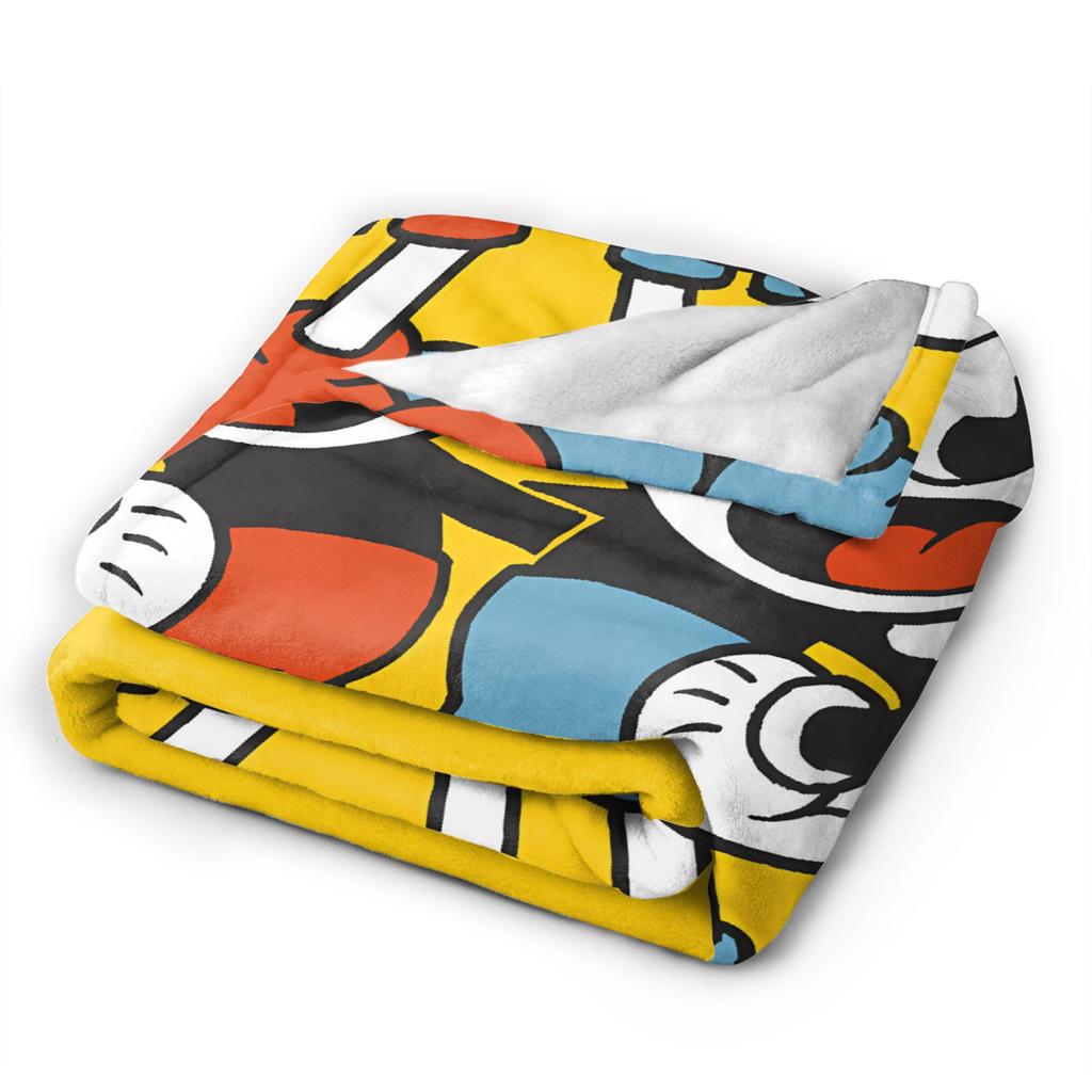 Cupheads & Mugmans Warm Soft Blanket Cartoon Kids Adult Plush Throw Blanket Graphic Couch Chair Flannel Bedspread Sofa Bed Cover