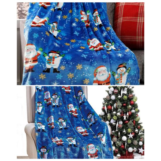 Winter Christmas Blanket Snowflake Elk Printed Thickened Plush Machine Washable Office Nap