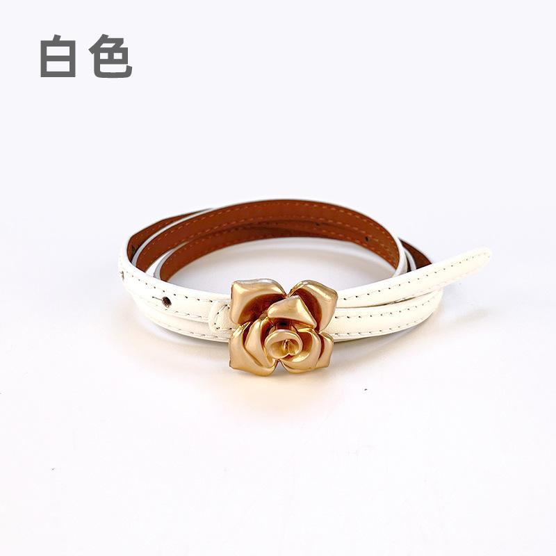Four Seasons Available New Women'S Leather Thin Belt With Flower Waist For Skinny Look, Leather Belt With Sweater Dress